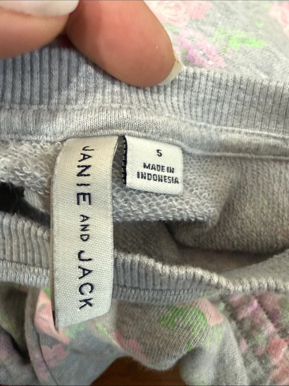 Janie and Jack Floral Gray Pink Jogger Crewneck Set Casual Comfy Cotton Blend 5